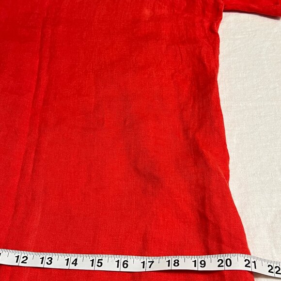 Lungo L’Arno Red Linen Shift Dress Ruffle Sleeve Made in Italy Size M/L - Picture 10 of 11